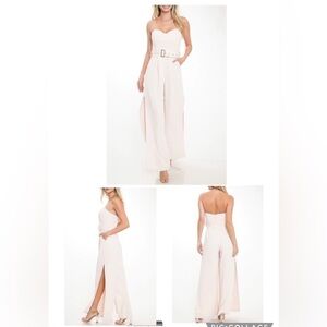 L'Atiste Strapless Corset Cut Cut Out Cream Jumpsuit